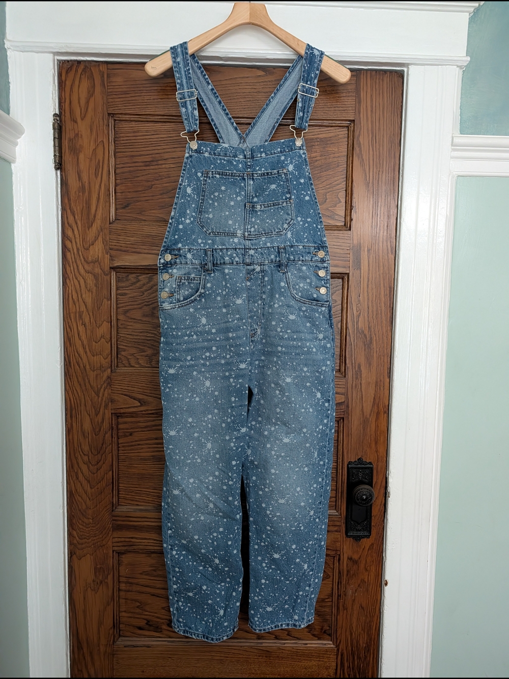 Free People Ziggy Denim Overalls With Bleach Splatter Medium - Picture 2 of 11